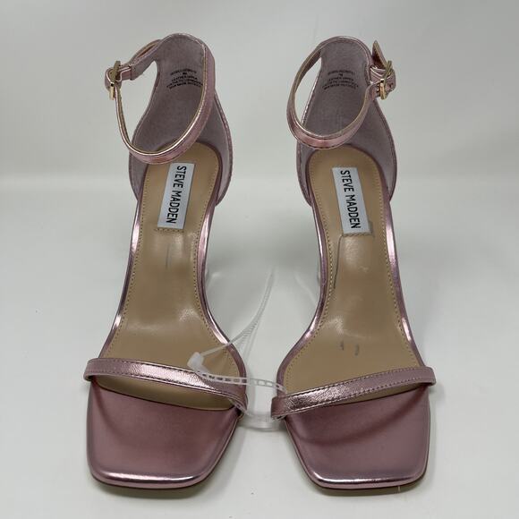 Steven Madden Isobel Sandals Size 10M Pink Metallic Clear Lucite Wedge NEW - Picture 5 of 14